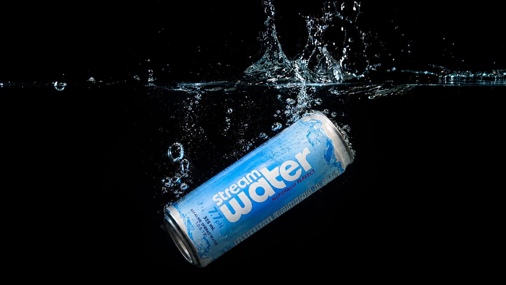 Stream Water can plunging into water