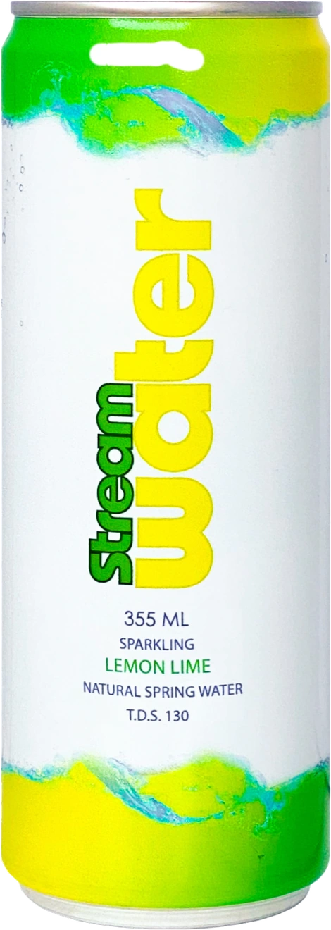 Stream Water lemon lime sparkling spring water can